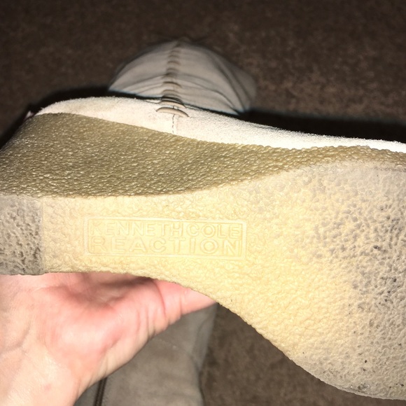 Kenneth Cole Reaction Taupe Suede Wedge Heel Boots - Picture 6 of 8